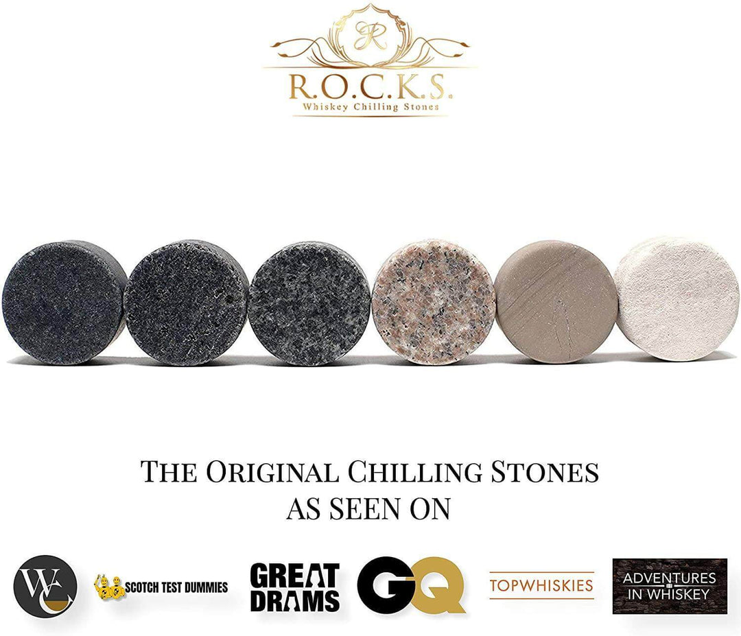 ROCKS Whiskey Chilling Stones - The Connoisseur's Set - Signature Whiskey Glass Edition