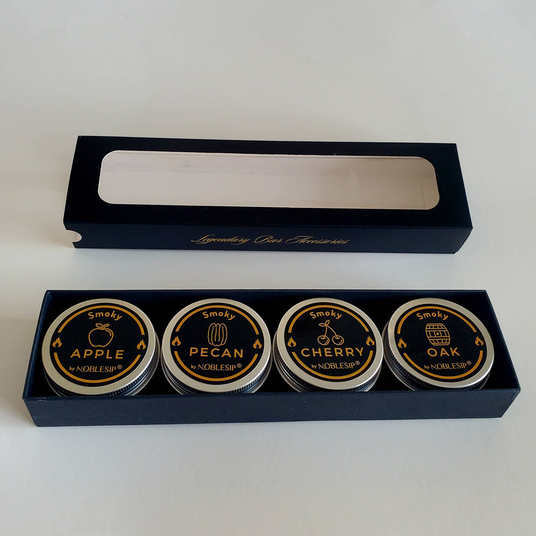 NOBLESIP - Wood Chips for Cocktail and Food Smokers, Bar gift case 4pcs