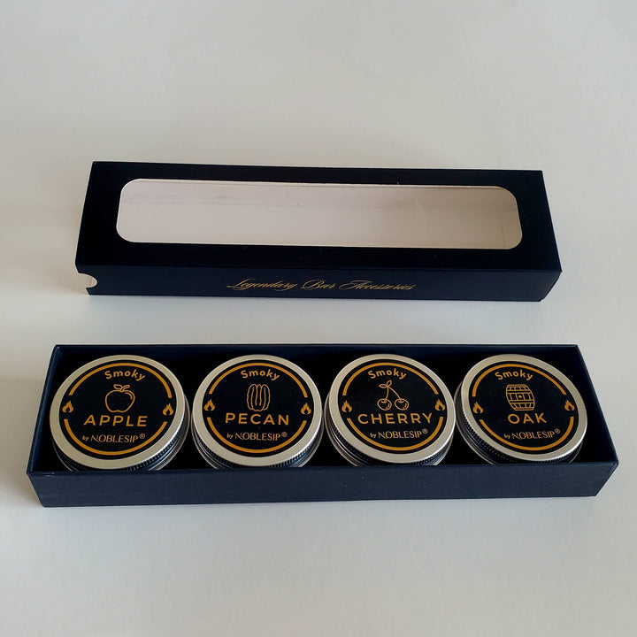 NOBLESIP - Wood Chips for Cocktail and Food Smokers, Bar gift case 4pcs