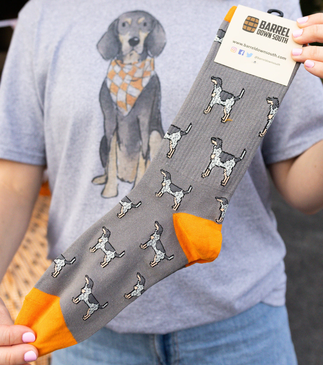 Barrel Down South - Grey Bluetick Coonhound Ribbed Socks