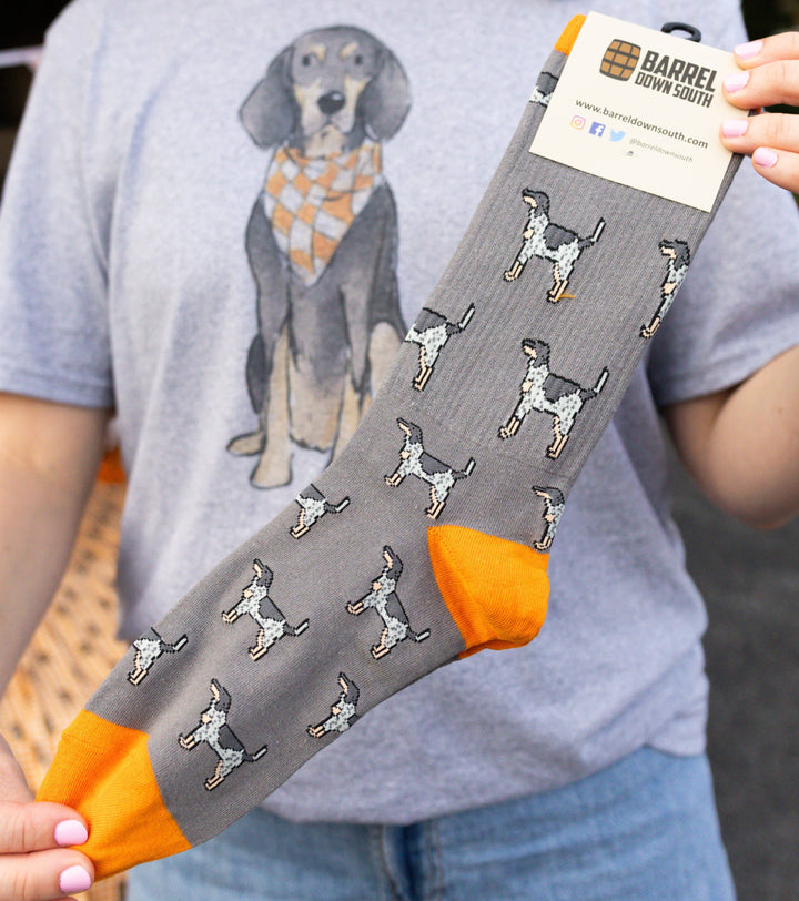 Barrel Down South - Grey Bluetick Coonhound Ribbed Socks