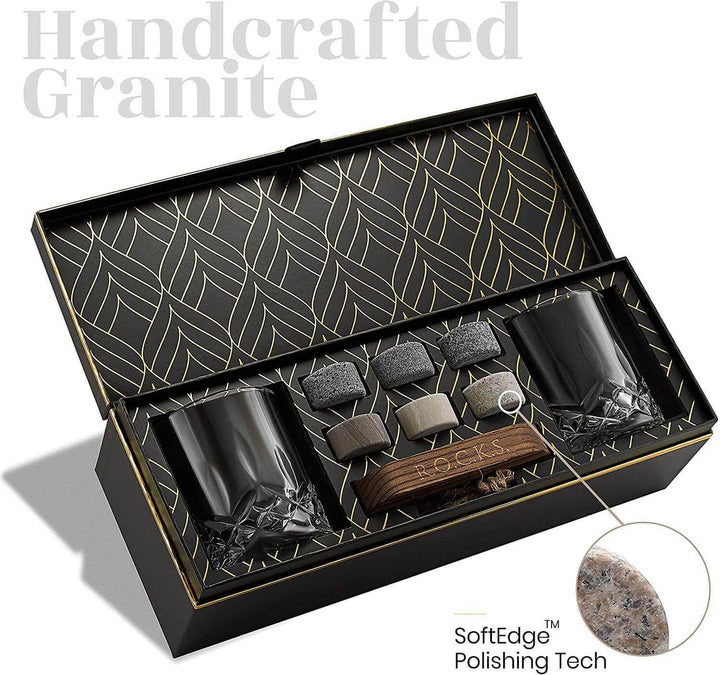 ROCKS Whiskey Chilling Stones - The Connoisseur's Set - Signature Whiskey Glass Edition