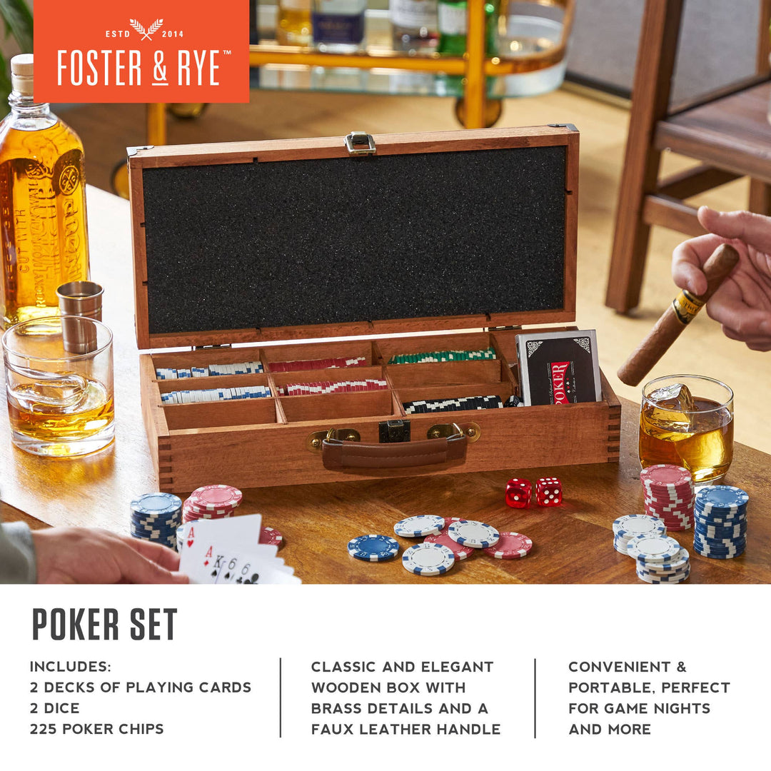 Foster & Rye - Classic Poker Set with Wooden Box