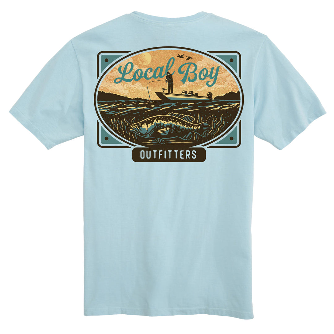 Jon Boat Plate SS Tee- Chambray