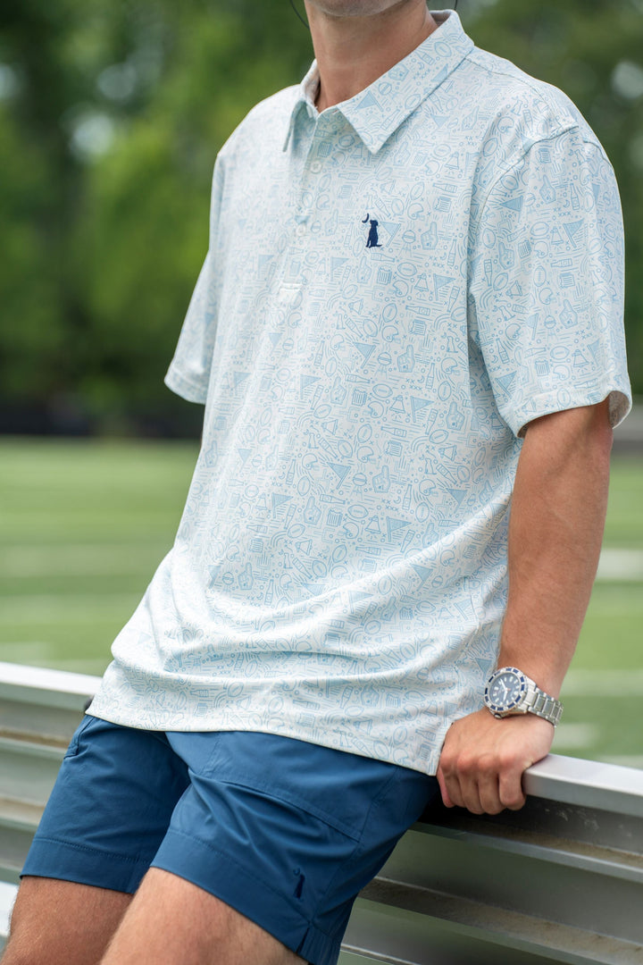 Dirty Myrtle Polo - Carolina Blue/ White