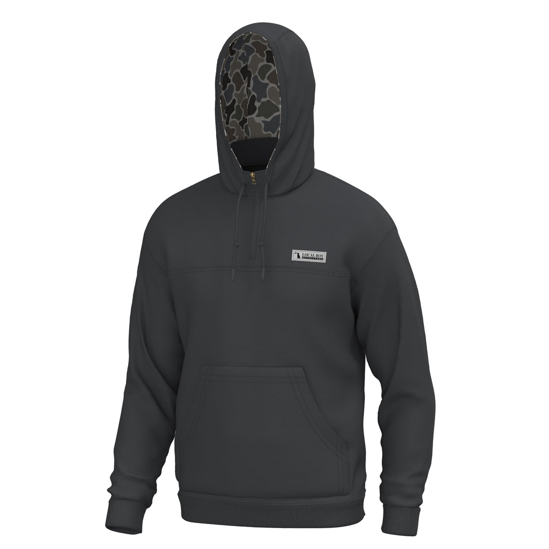 Quarter Zip Hoodie - Charcoal, front