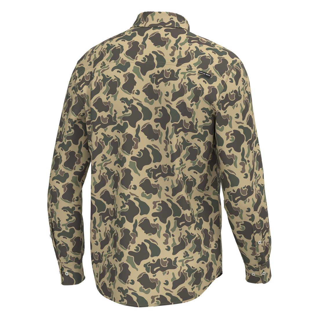 Camo Button Up - Retro Camo, back