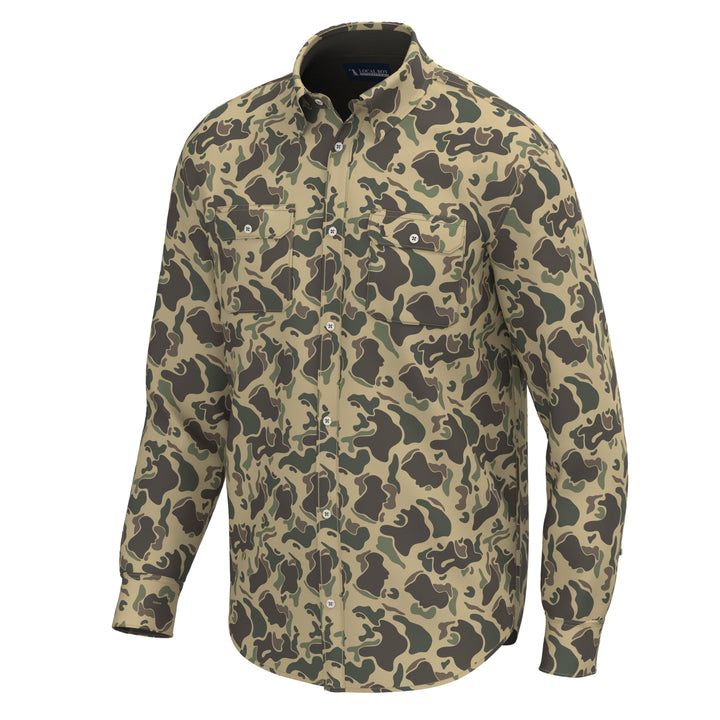 Camo Button Up - Retro Camo, front