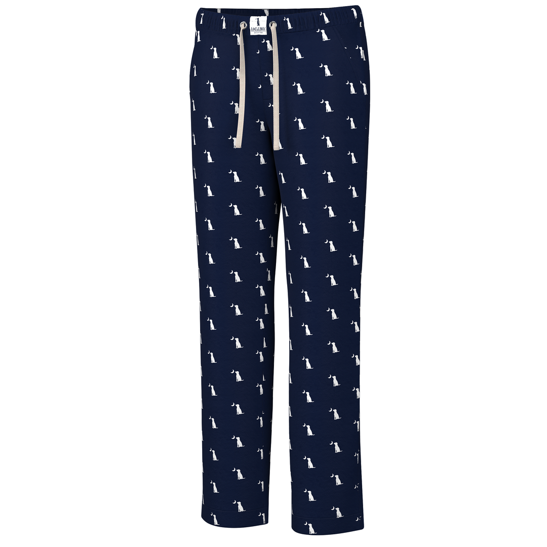 Pajama Pants - Navy Dog & Moon, front