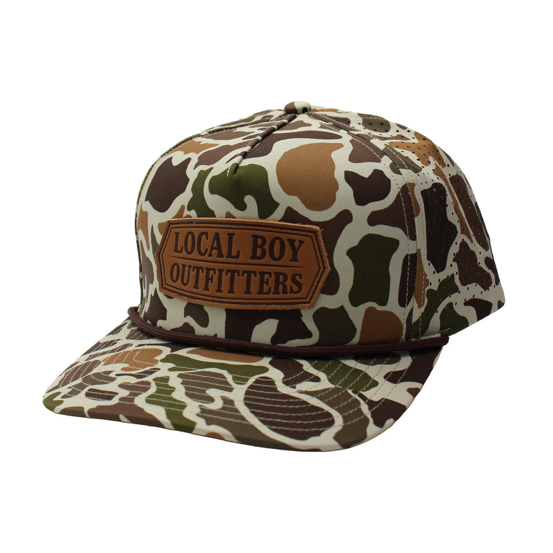 Leather Crest Perf Rope Hat