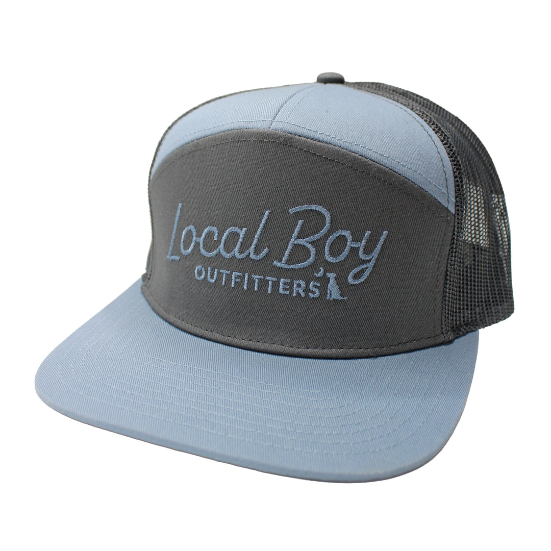 Modern Script 7 Panel Hat, front