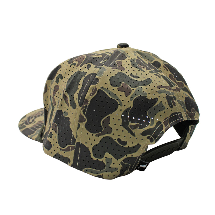 Leather Patch Perf Rope Hat - Retro Camo, back