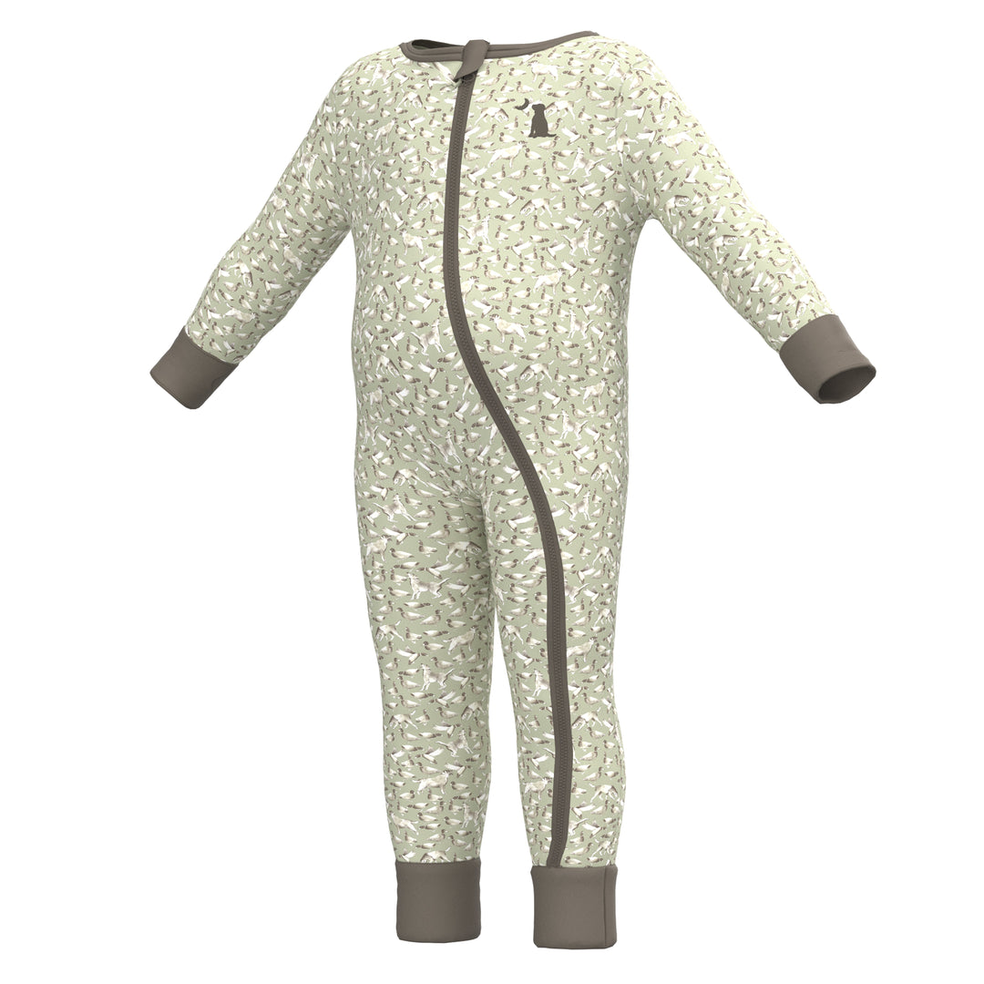 Baby Bodysuit - Green Duck Dog, front