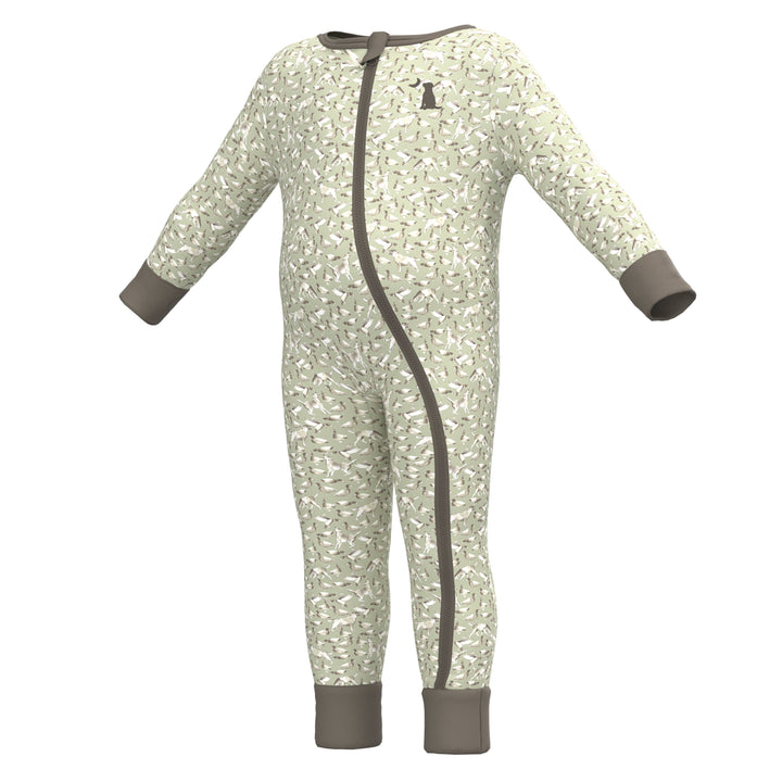 Baby Bodysuit - Green Duck Dog, front